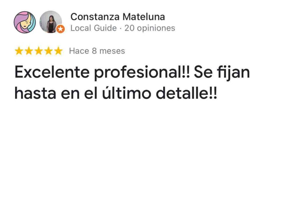 Cliente comenta Buenas Profesionales en Servicios de Belleza